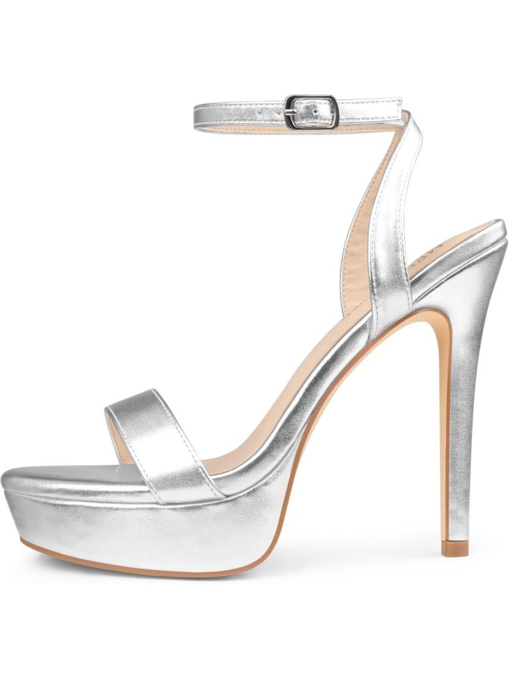 Women's Silver Open Toe Platform Stiletto Sexy Ankle Buckle Strap Heels Sandals